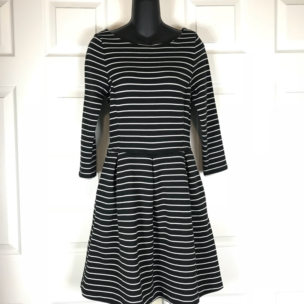 Banana Republic Black White Stripe A Line Dress